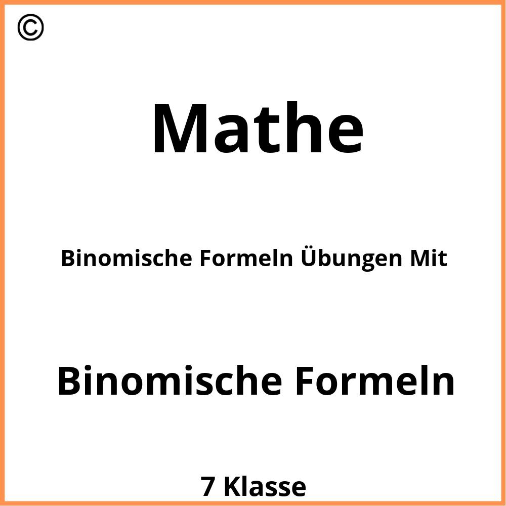 Binomische Formeln Übungen Mit Lösung Pdf