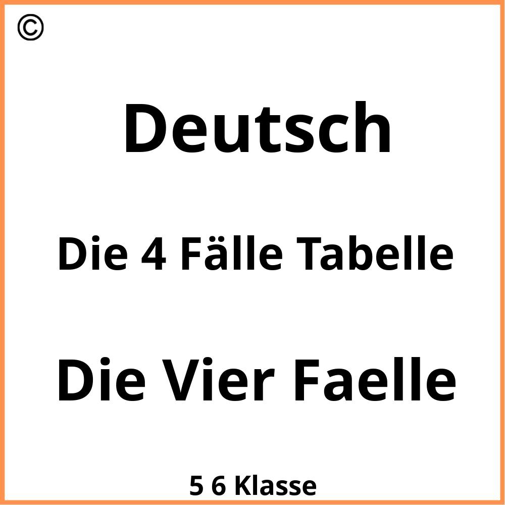 Die 4 Fälle Tabelle Zum Ausdrucken