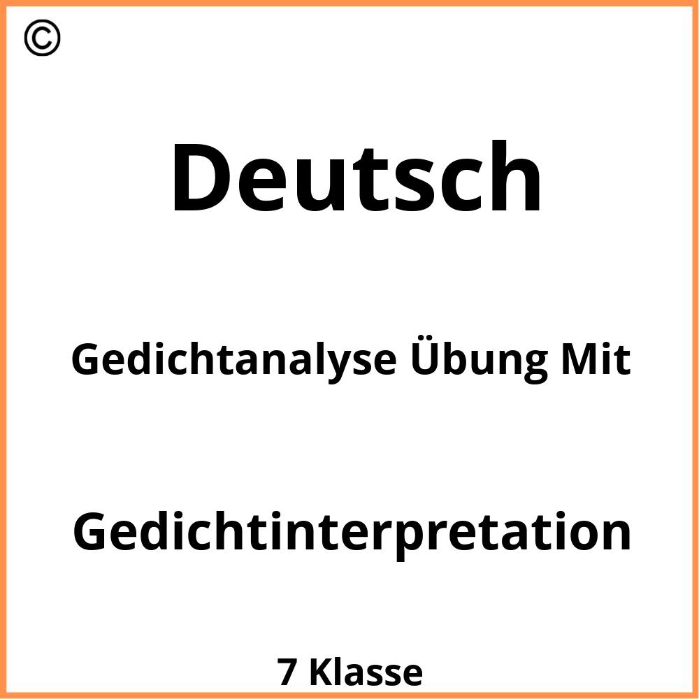 Gedichtanalyse Übung Mit Lösung Pdf