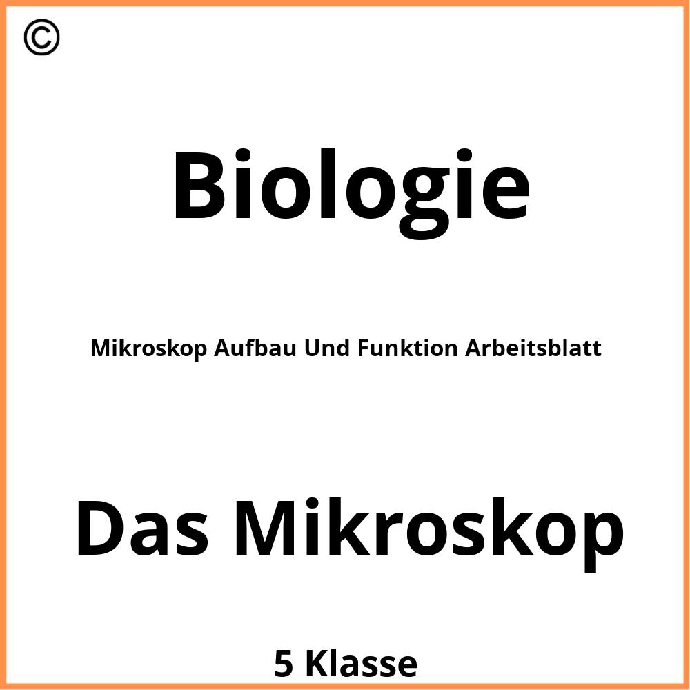 Mikroskop Aufbau Und Funktion Arbeitsblatt